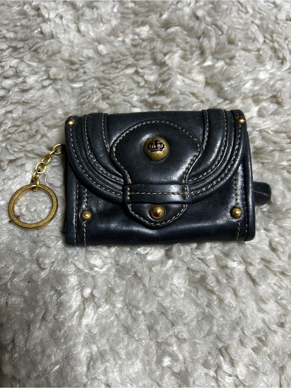 Vintage Juicy Couture Leather Keychain Wallet with Gold Hardware